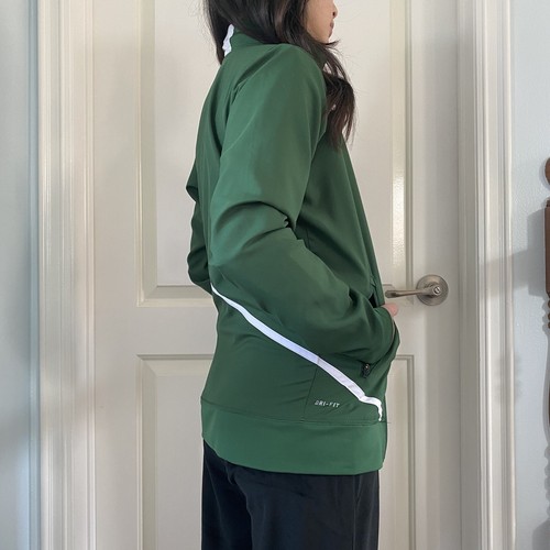 Nike Full Zip Long Sleeves White and Green Dri Fit Jacket Girl's Size L (14/16) - Picture 7 of 16