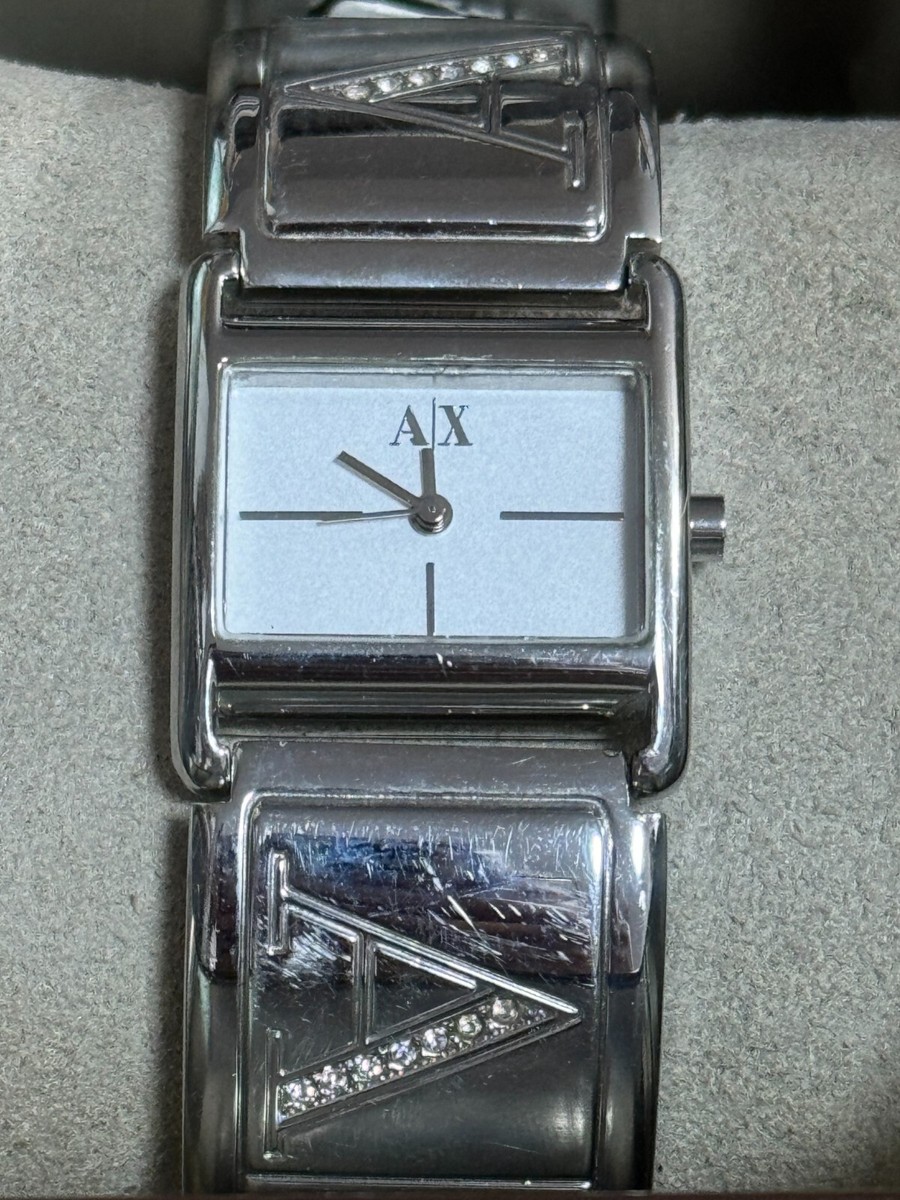ARMANI EXCHANGE LADIE\'S BANGLE LOGO SIGNATURE CRYSTALS WATCH AX3118 SPARK*L Luxe Perla cuff Apple Watch cuff band main image 4