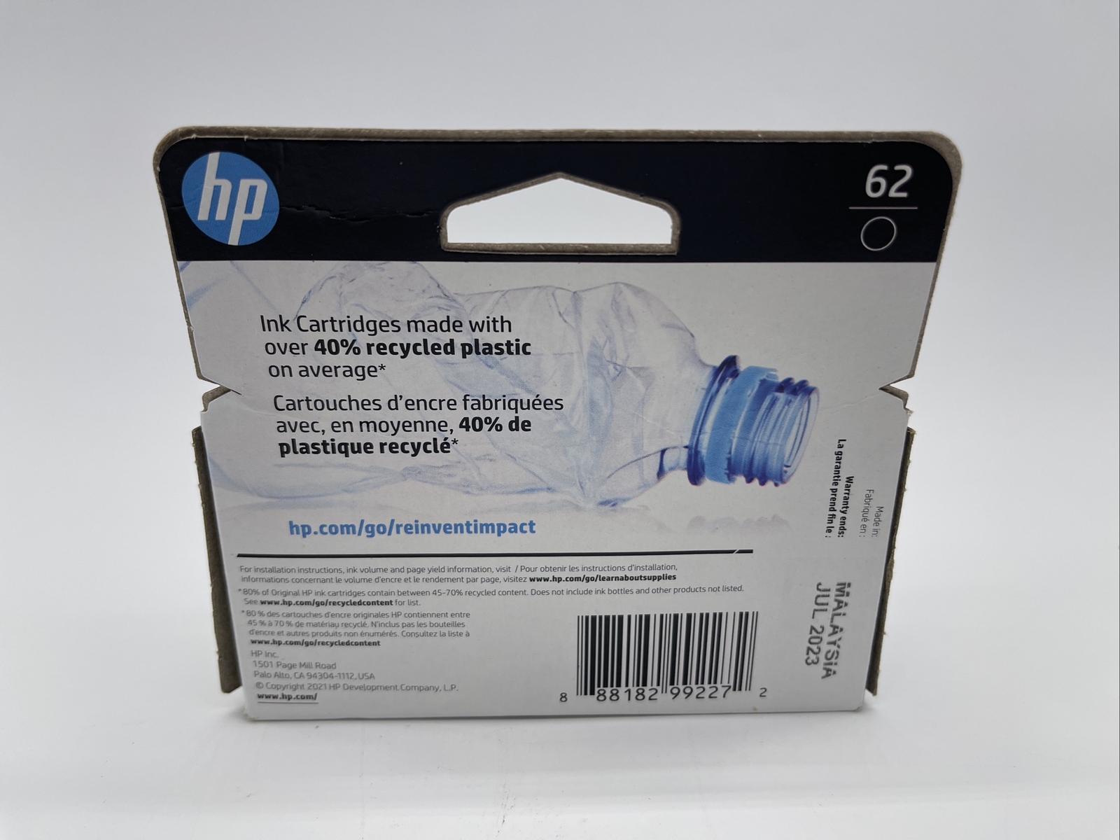 HP 62 (C2P04AN) Black Ink Cartridge Expiration July 2023 87547556214 eBay