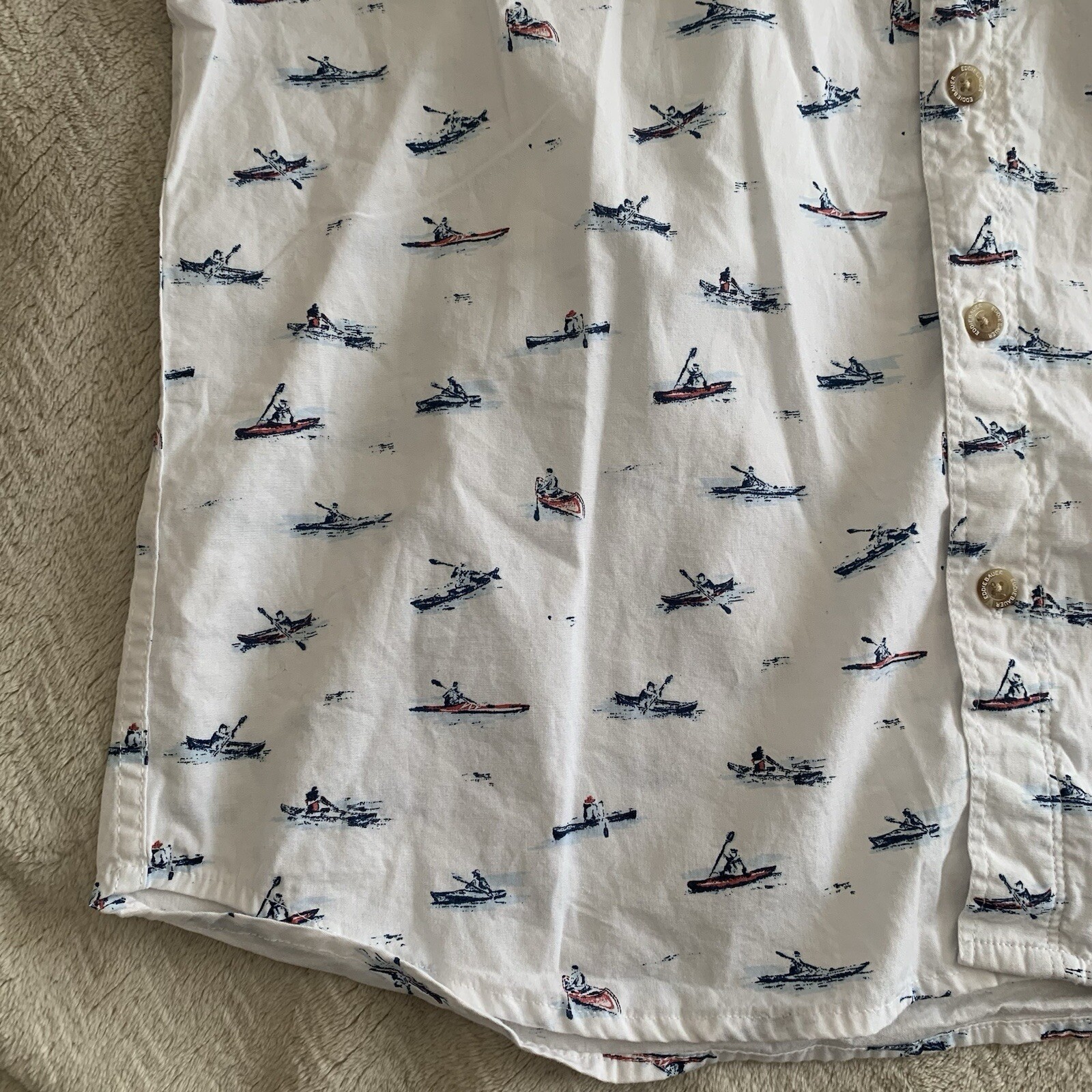 FILA Camicia uomo Eddie Bauer Med bianca con bottoni manica corta canoa canoa vogatore prnt