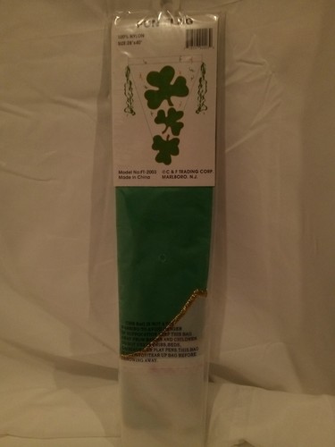 St. Patrick’s Day Shamrock Flag Size 28 X 40 inches White with Green Shamrocks - Picture 2 of 3