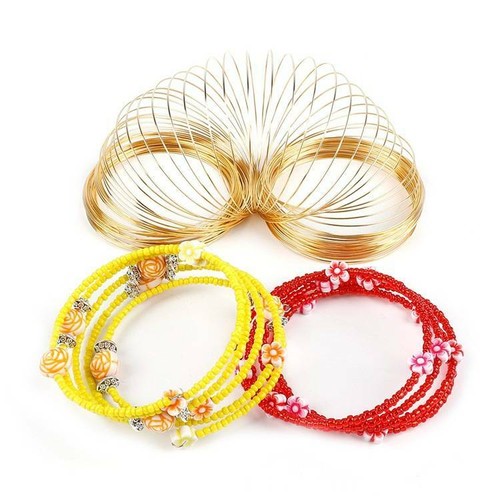 100 Loops Steel Memory Wire Bracelet/Bangle DIY Bracelet 0.6x60mm Gold/Silver - Picture 4 of 9