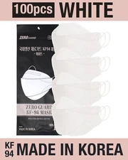 100PC Bulk Unisex Adult KF94 Disposable Mask Made In Korea - White Zero Guard