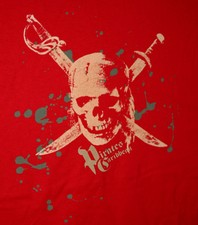 Pirates Caribbean Red T-shirt New Mens Skull  Swords Sze Medium