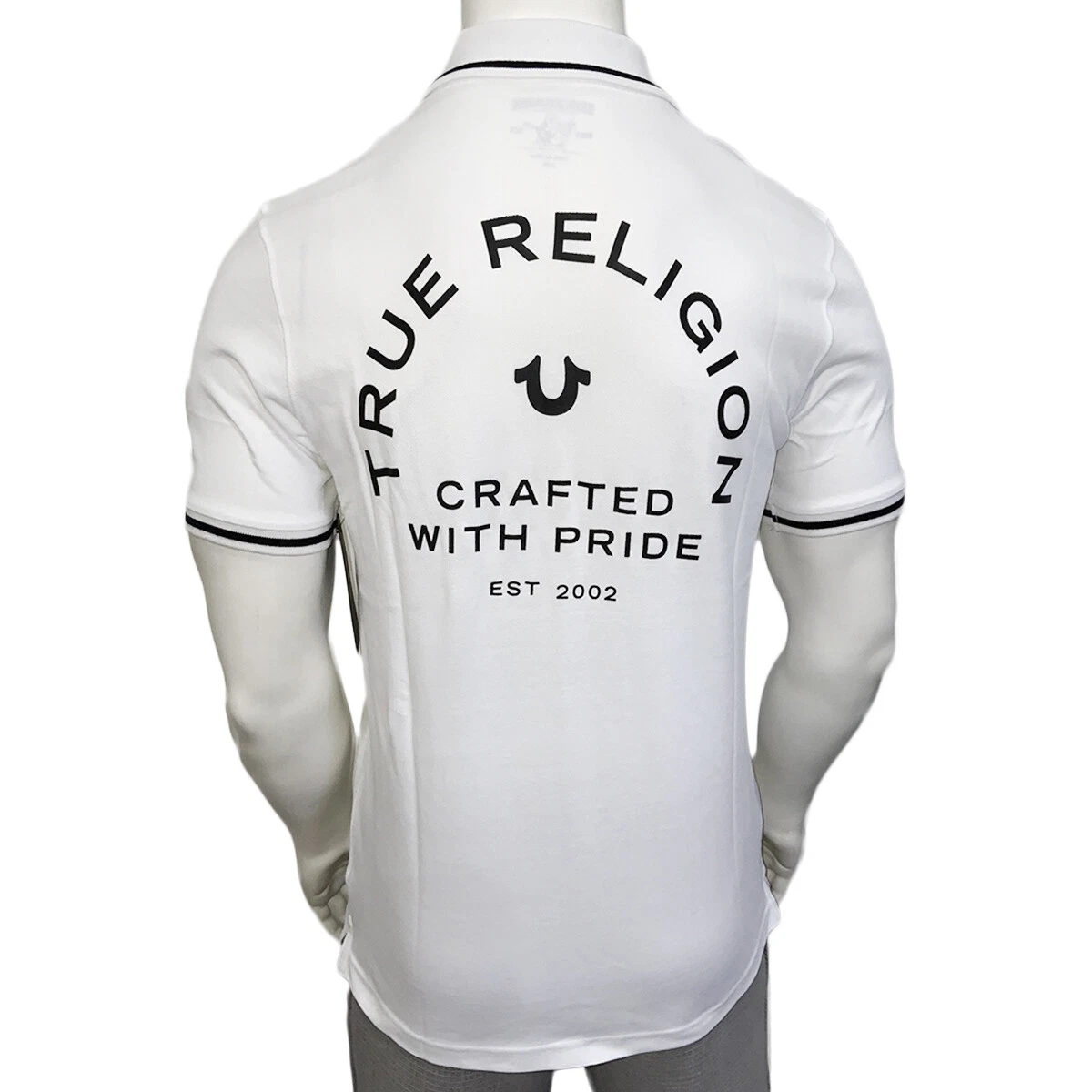 NWT TRUE RELIGION MSRP $69.99 MEN'S WHITE SHORT SLEEVE POLO SHIRT SIZE S L XL