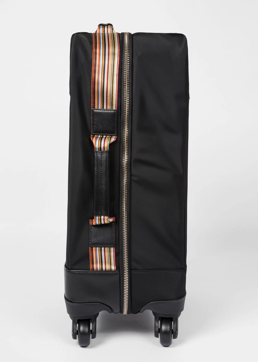 Paul Smith Black Signature Stripe Nylon Four Wheel Suitcase 895 NWT