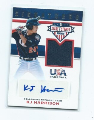 2017 Panini USA Stars & Stripes-KJ Harrison Auto/Jersey /299-Milwaukee Brewers