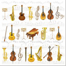20 Servietten "Orchestra"Noten*Instrumente Orchester*Musik 33x33*Ambiente Geige