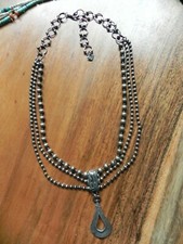 SILPADA N1900 3 Strand Oxidized Sterling Silver Necklace with Intricate Pendant