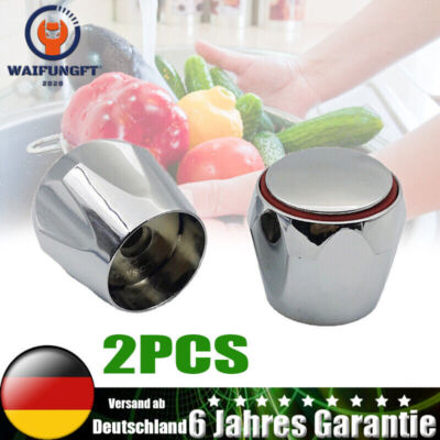 2PCS Cold + Hot Tap Top Head Wasserhahn Abdeckung Griff Verchromt Ersatz Zubehör