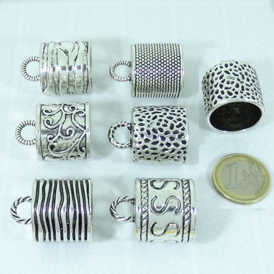 12 Terminales 22x13mm T502C Plata Tibetana End Caps Perline Perlen Terminali