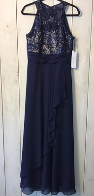 calvin klein embellished ruffled gown