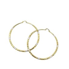 18k Layered Real Gold Filled Round 2 Tones Hoop Earring 60mm