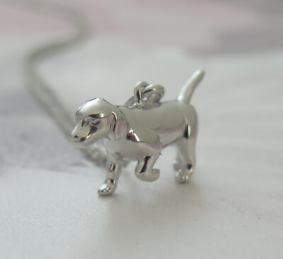 Ciondolo a forma di cane in argento sterling e ambra cognac