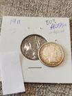 1911 Barber Silver Dime BU? Toned