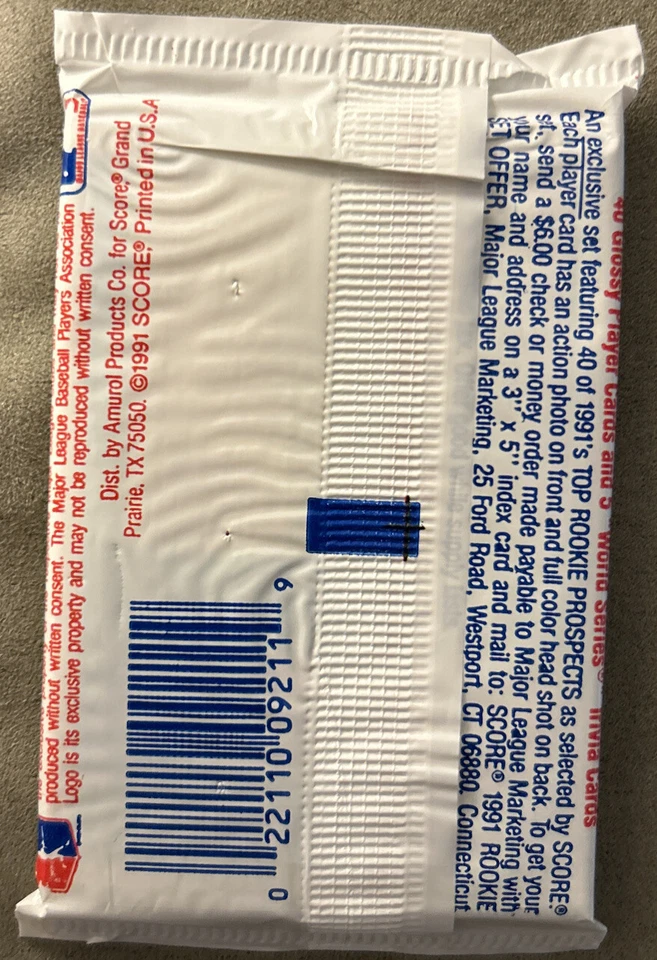 Paquete de béisbol 1991 Score Mookie Wilson Blue Jays Top Randy Velarde Yankees Back Foto 2 de 2
