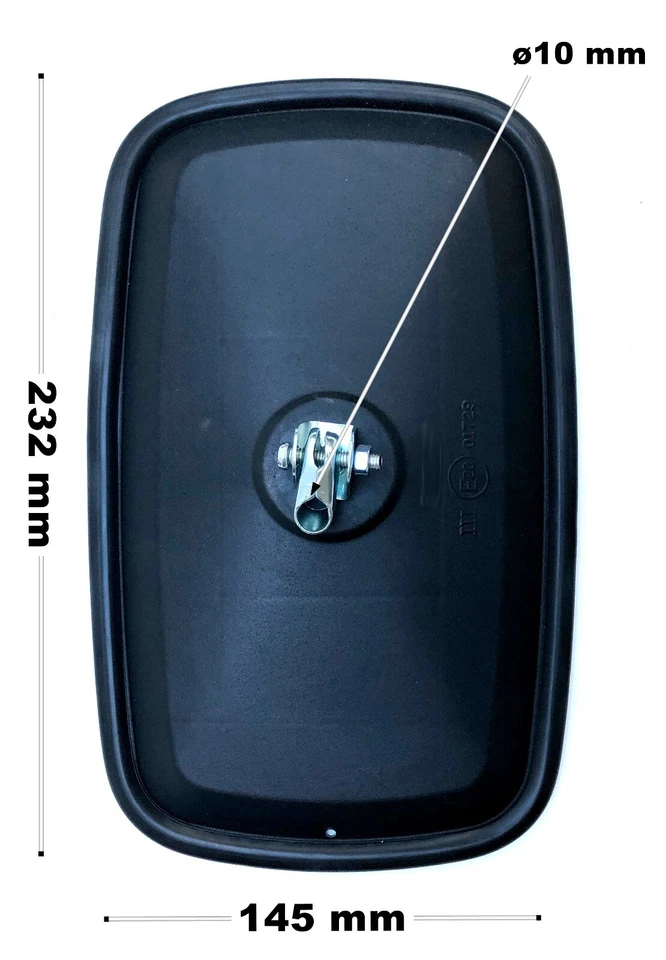 2x Außenspiegel Seitenspiegel 232x145mm ø10 E20 und Spiegelhalter Bagger Traktor - Bild 4 von 4