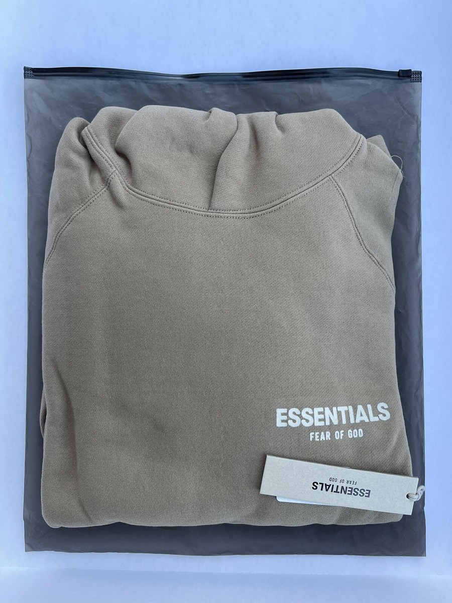 Fear Of God Essentials Logo Pullover Hoodie In Oak Size Small
