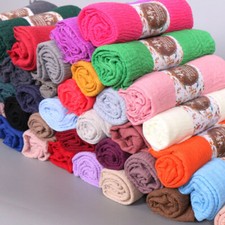 Womens Plain Color Cotton Scarf Hijab Wrap Shawls Head Muslim Scarves Muffler