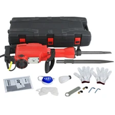 2200W Electric Demolition Jack Hammer Construction Concrete Breaker Punch 2 Bits