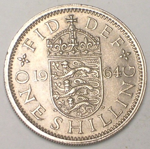 1964 1961 1966 UK British One 1 Shilling Lions Shield Coin - Picture 4 of 4