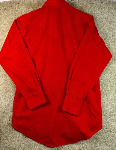 Vintage Rockmount Ranch Wear Western Shirt Mens M 16.5x34 Diamond Pearl Snap Red - Picture 2 of 7