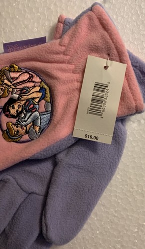 Disney Princess Embroidered Fleece Gloves Pink & Purple Young Girls One Size NWT - Picture 3 of 5