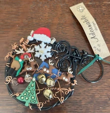 Unique Hand Made Mixed Media Wrapped Wire Christmas Ornament by Adornable Design