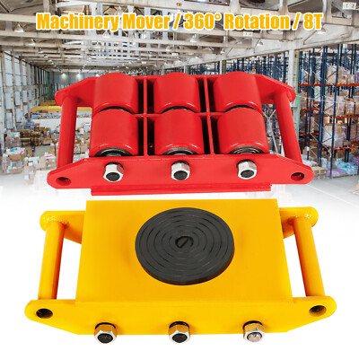 Schwerlastrolle 8T Transportfahrwerk Panzerrollen Panzerrolle 6 Roller Gelb/Rot