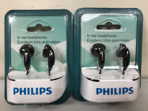 2 x Philips SHE1350 In-Ear Headphones - Black * 2 pcs Lot of Two 2  - Picture 1 of 2