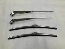 1967-72  Chevy Truck Polished Stainless Windshield Wiper Arms & Blades Kit Set