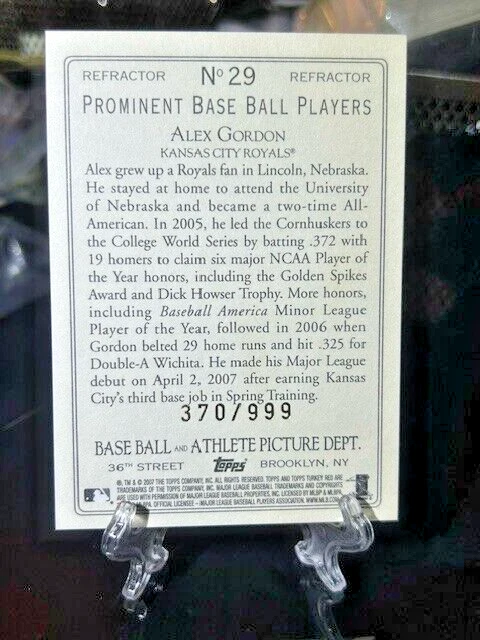 Alex Gordon RC Refractor #29 370/999 - Image 3 of 4