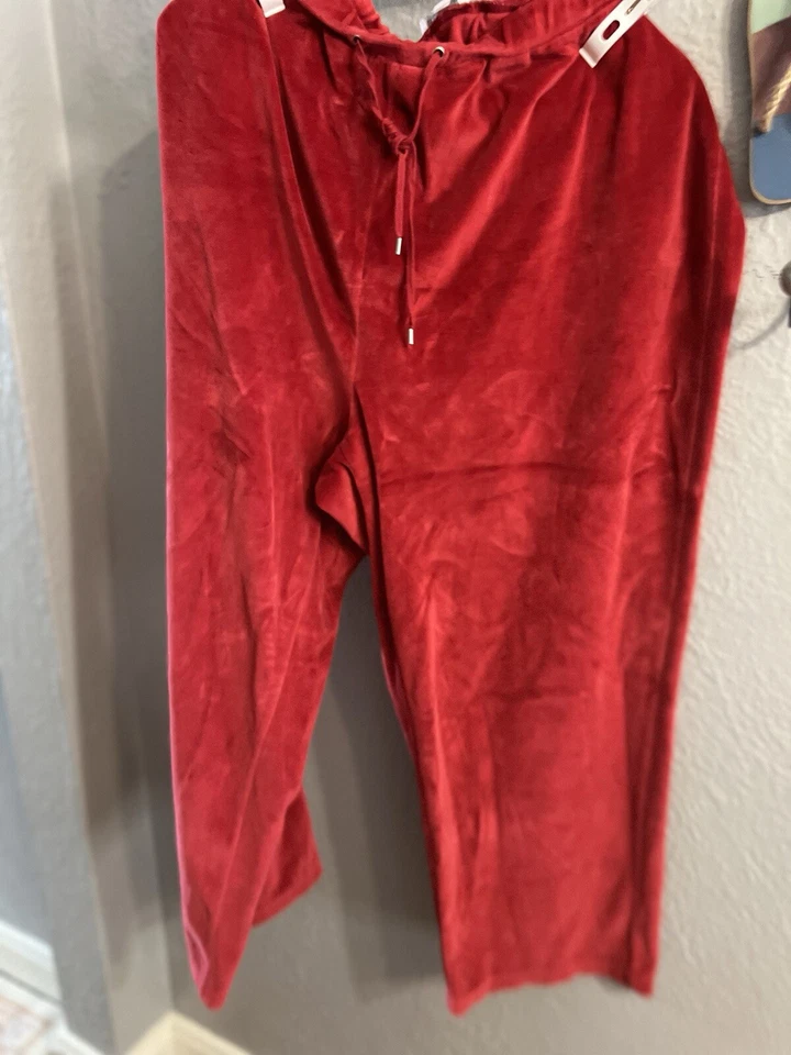 Pantalones Charter Club para mujer de terciopelo rosa de felpa rojo oscuro talla 3x Foto 4 de 4