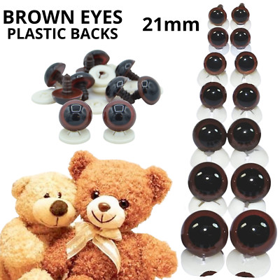 Teddybär BRAUNE AUGEN mit KUNSTSTOFFRÜCKEN - Herstellung gestrickt Stofftier Puppe Handarbeit