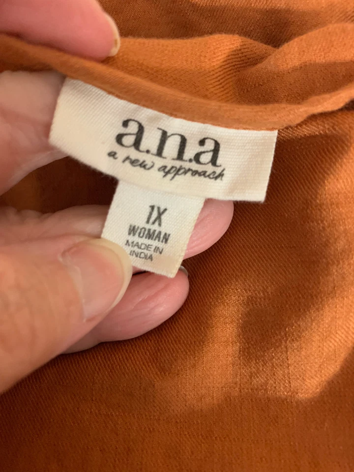 ANA Vestido Naranja Quemado Algodón Niveles Mujer 1X Foto 3 de 4