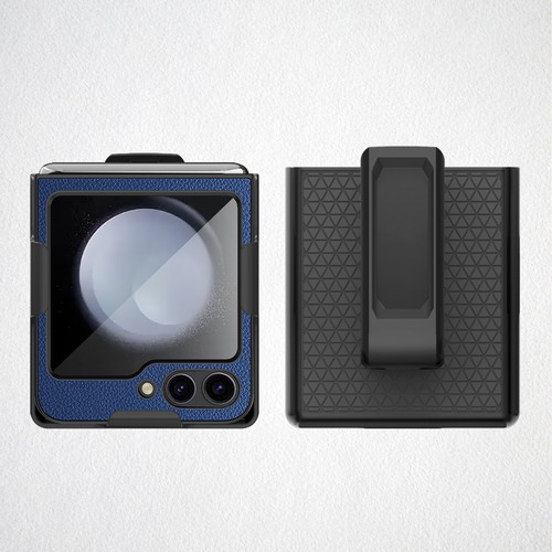 Per Samsung Galaxy Z Flip5, fondina armatura ibrida in pelle custodia clip da cintura - Foto 17 di 21
