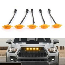 5PCS Front Grille LED Lights Amber Running Lamps For Ford F150 Raptor Style