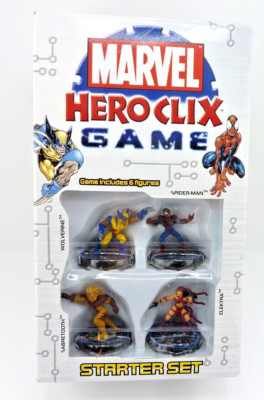 Heroclix Game Marvel Starter Set New WIZKIDS 6 Figures Wolverine Spiderman 2004