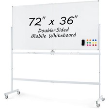 72" x 36" Double-Sided Magnetic Whiteboard with Stand and Aluminum Alloy Frame