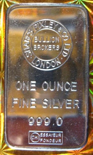 VINTAGE Sharps Pixley & Co. Ltd. London Bullion Broker 1 Troy oz.999 SILVER