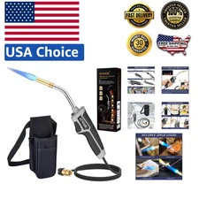 Portable Mapp Gas Torch Kit with 5FT Hose & Holster - Adjustable Flame Control