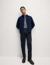 Marks & Spencer Mens Midnight Navy Cotton Straight Trousers - M&S