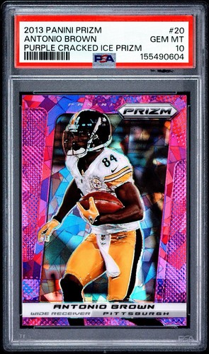 2013 Panini Prizm Antonio Brown Prizm #20 Purple Cracked Ice /40 PSA 10 Steelers