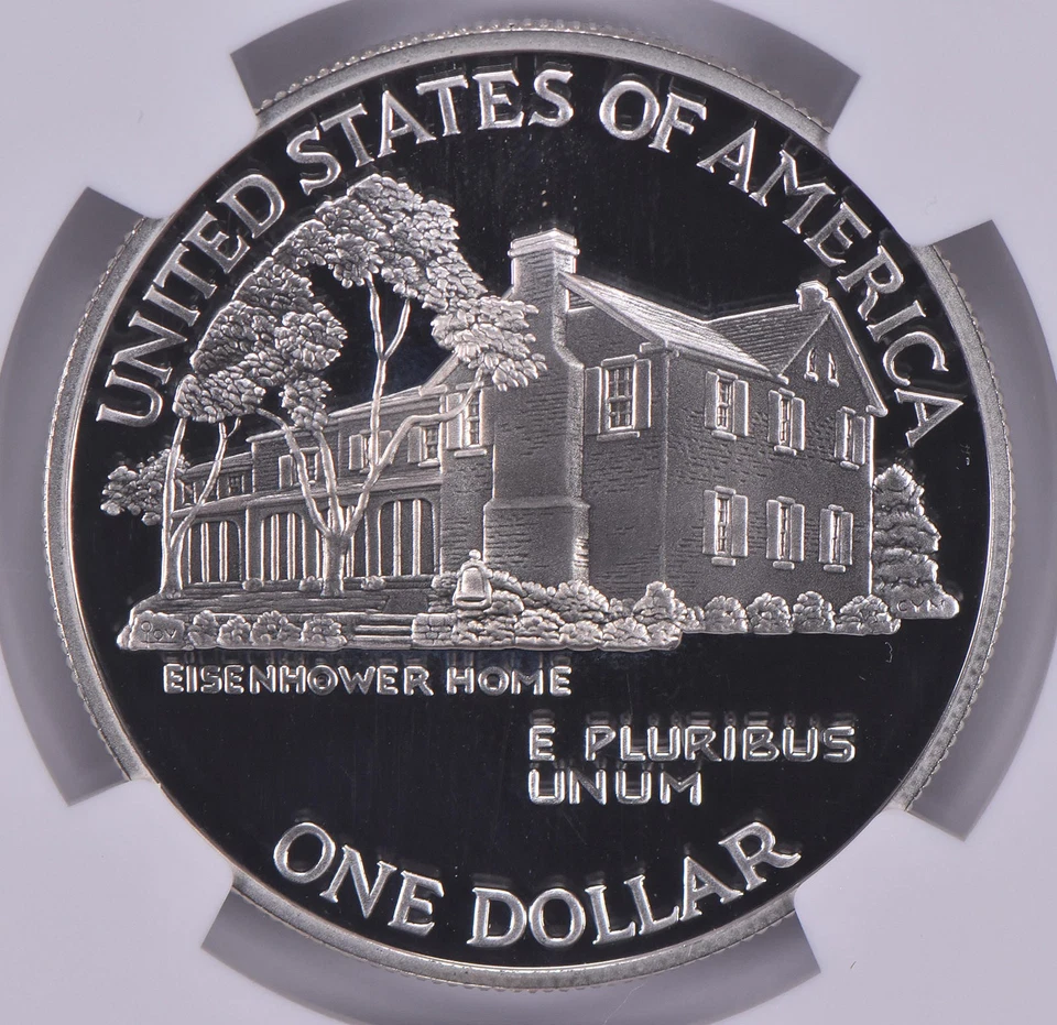 1990-P Eisenhower Commemorative Dollar Prestige Set PF69 UCAM NGC Brown *1027 - Image 4 of 4