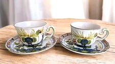 Vintage Sigma Carnation Cup & Saucer 2 Sets, Italy, EUC, STUNNING/CHARMING