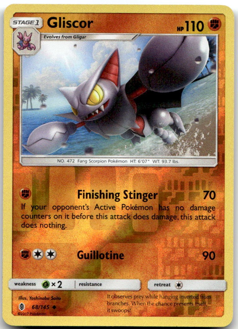 Gliscor 68/145 Uncommon Guardians Rising Pokemon Reverse Holo Near Mint