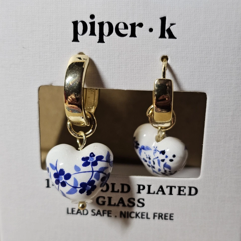 14k Gold Plated Piper K Earrings. New In Box. Lead & Nickel Free - Image 3 of 4