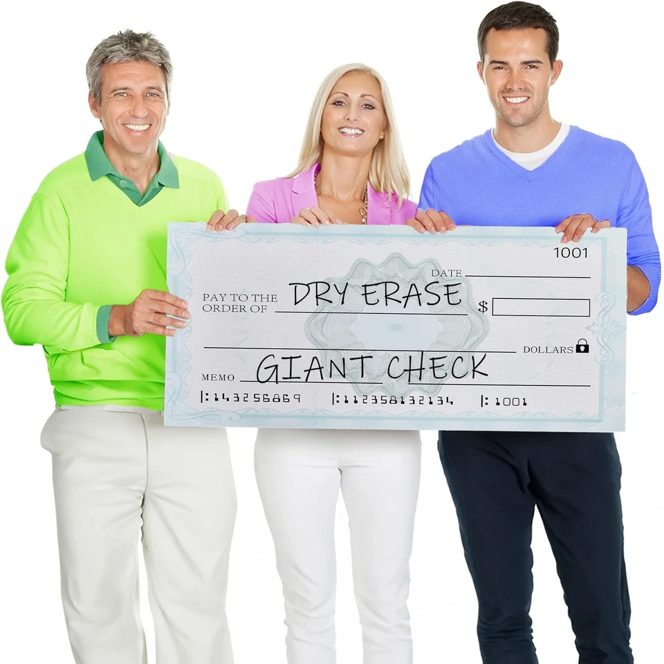 Гигантский чек на презентации, награды, призы, сбор средств упаковка 2 шт., 32 x 13,5 дюйма - Изображение 2 из 4