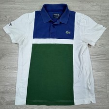 Vintage Lacoste Men's Polo Shirt Sport Colorblock Blue White Green Small