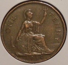 British Penny - 1938 - King George VI